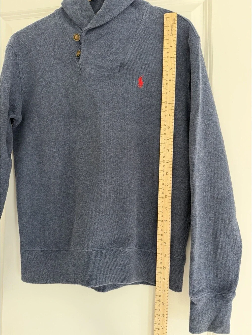 Polo Ralph Lauren Shawl Collar Pullover Sweater Navy Heather Size S Preppy Ivy